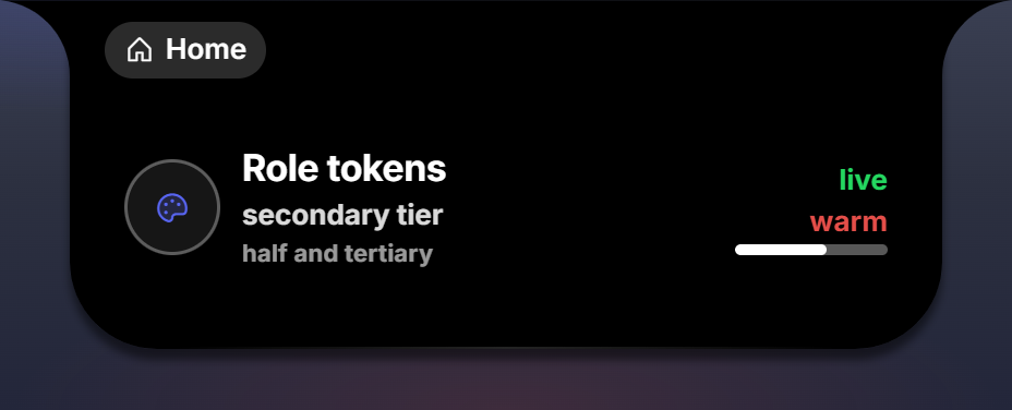 The token card in the high-contrast theme