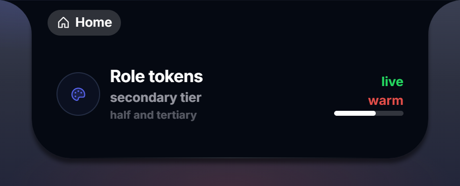 The token card in the midnight theme
