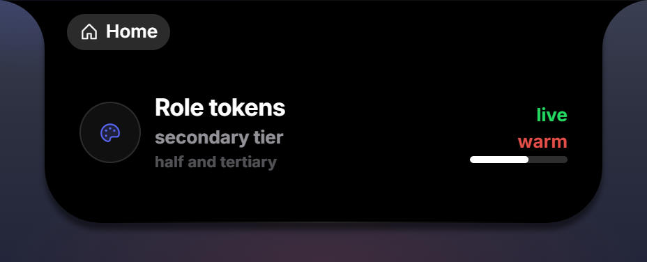 The token card in the default theme