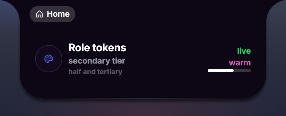 The token card in the plum theme