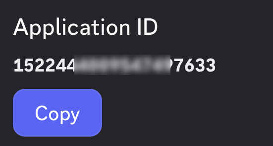 Yours is a different number. Click Copy. The Application ID and its Copy button